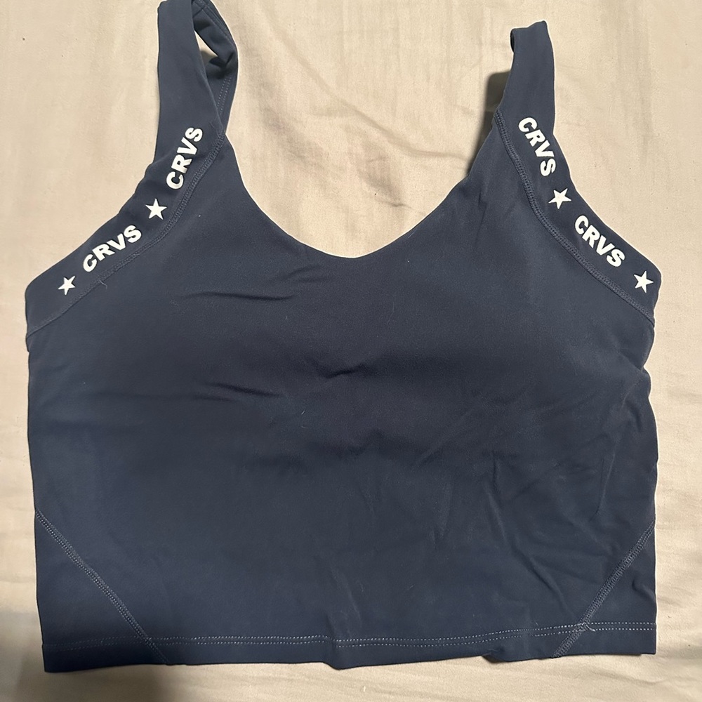 Curves N CombatBoots Navy Blue Padded Crop Bra Size Large